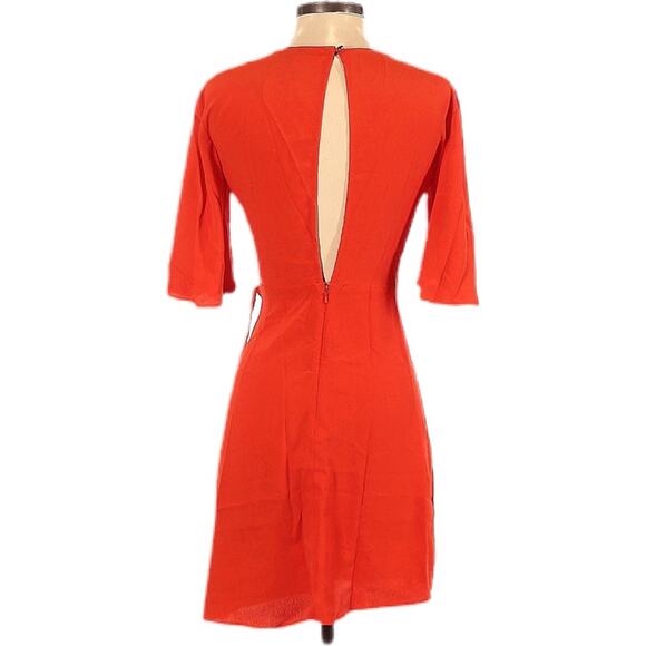 Topshop Belted Flutter Sleeve Keyhole Back Mini Dress Women’s Size 2 Orange - Picture 2 of 4